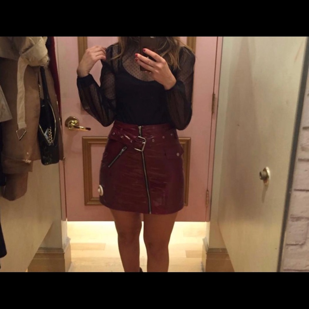 Patent leather skirt